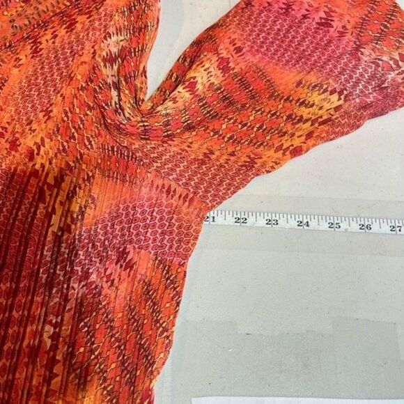 Catherines Women's Geometric Sequins Pleated 3/4 Sleeve Blouse Orange Size 1X - Picture 7 of 8
